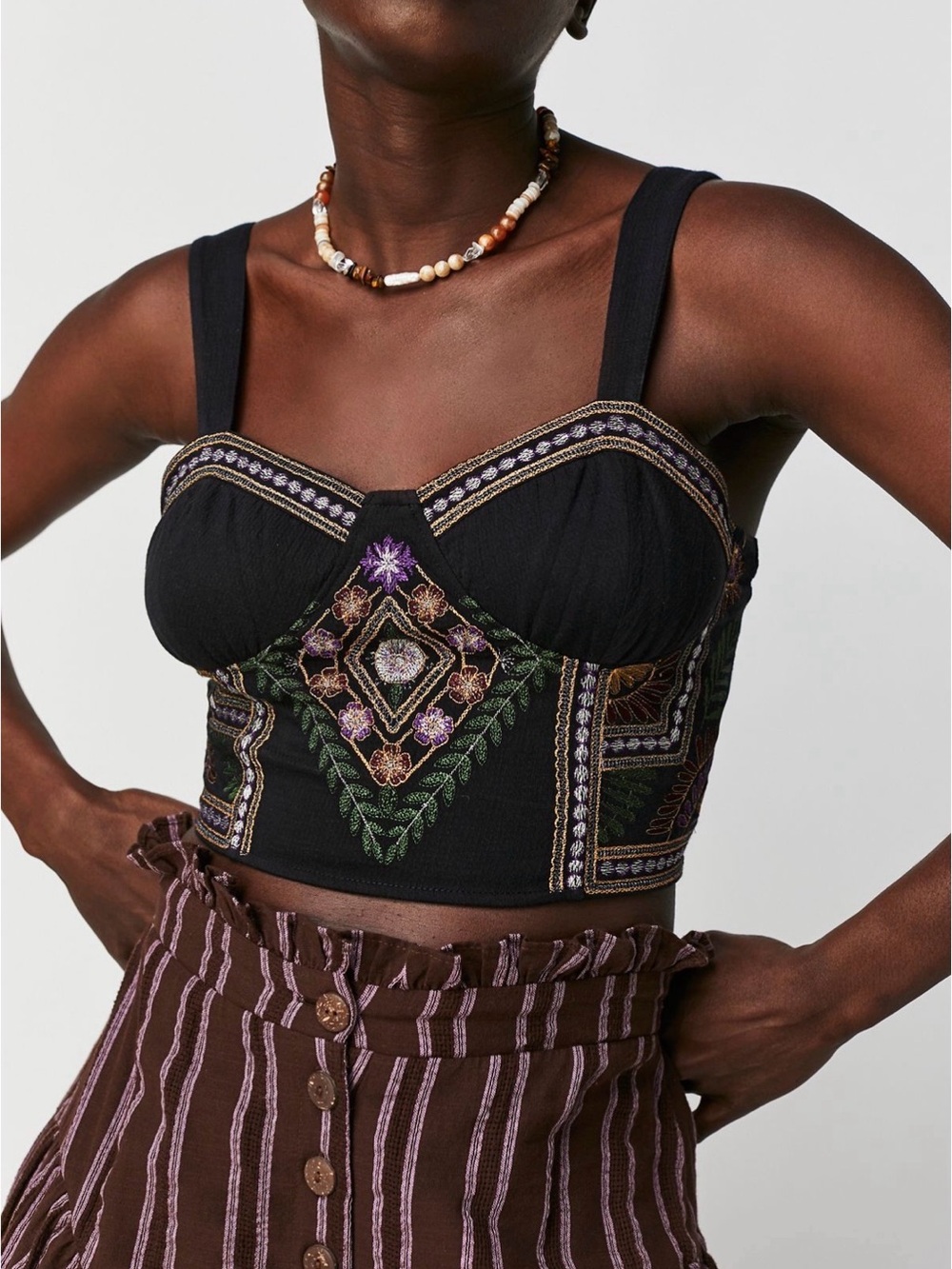 EUC Free People Datura Corset black motif